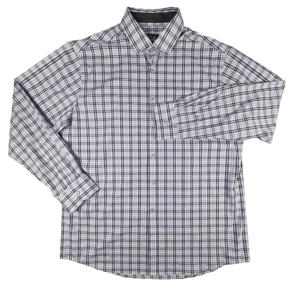 Jos. A. Bank Shirt Mens L Traveler Travel Tech Plaid Tailored Fit Stretch - Picture 2 of 9